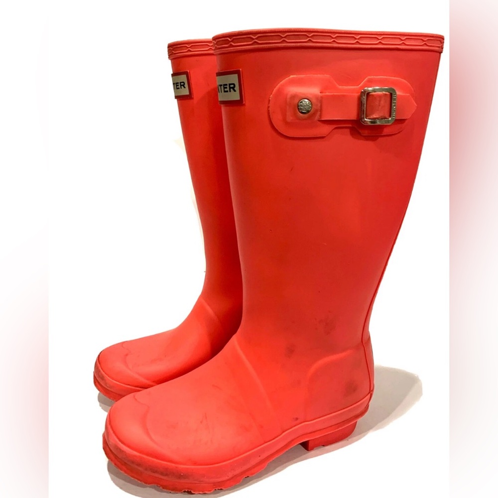 Hunter Unisex Kids Waterproof Rubber Rain Boots Orange Boys 3 & Girls 4